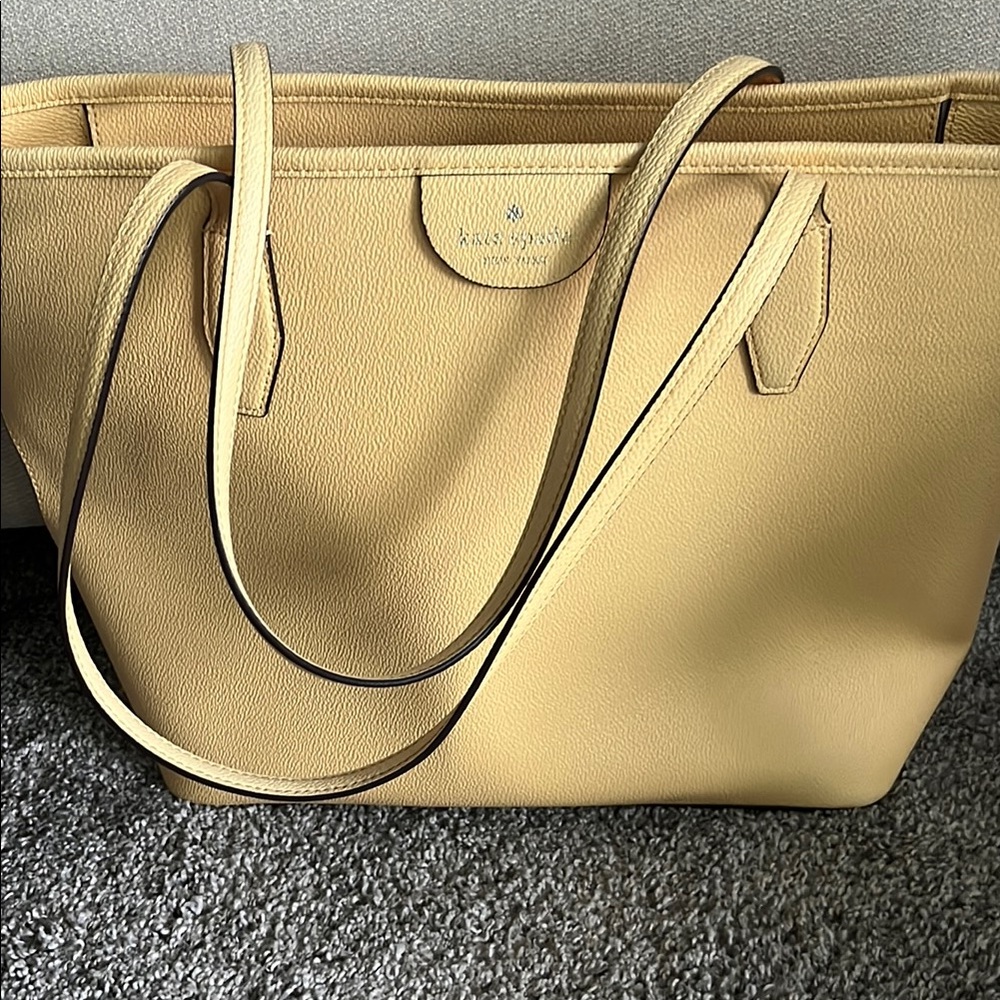 Kate Spade Yellow Textured Leather Tote with Reinforced Edges